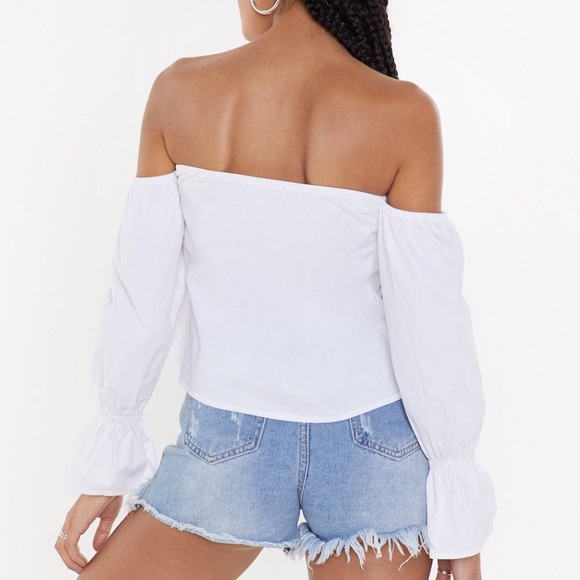 Nasty Gal Peasant Tie Up Bardot Blouse - Picture 4 of 8